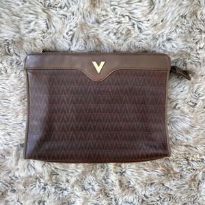 Mario‎ Valentino Authentic Clutch Brown Zigzag V Pattern